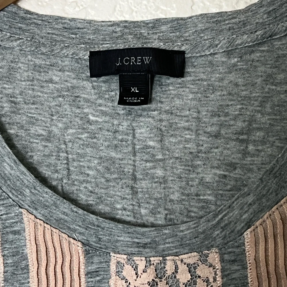 J. Crew | Gray appliqué cotton tank top size extra large